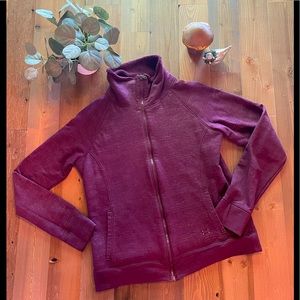 Maroon Under Armour semi-fitted full zip sweatshirt jacket sz large gold fleece